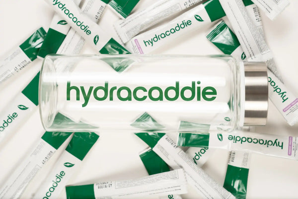 Hydracaddie nutrition supplements and bottle on a white background